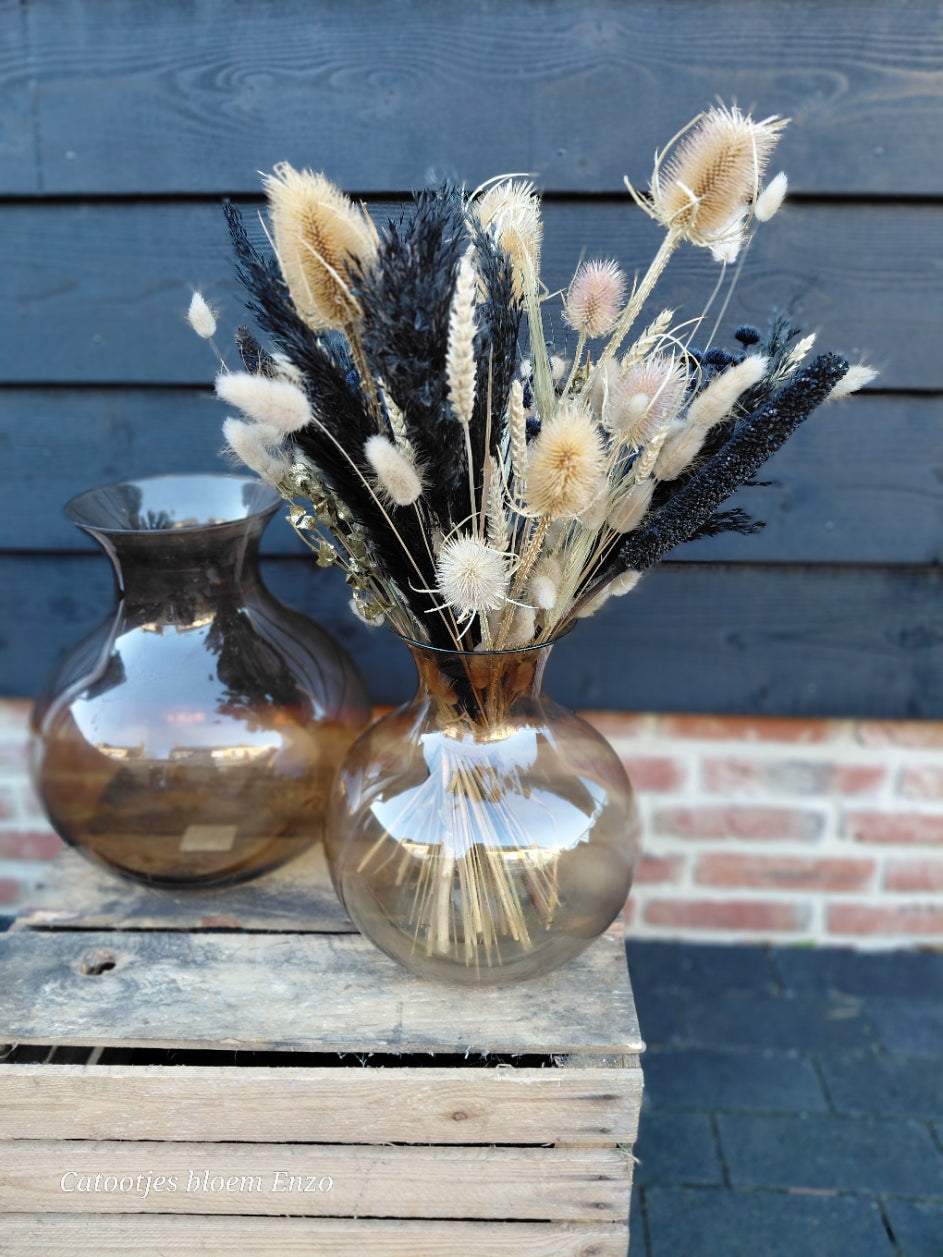 Droogbloemen boeket zwart/goud