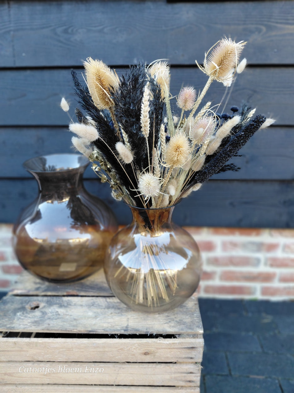 Droogbloemen boeket zwart/goud